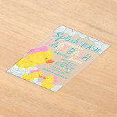 Invitations En Acrylique Baby shower de canard jumelé givré (Poser)