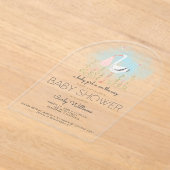 Invitations En Acrylique Baby shower de cigogne mignonne (Poser)
