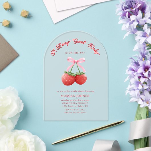 Invitations En Acrylique Baby shower de coquette rose pâle Berry (Insitu (Mariage))