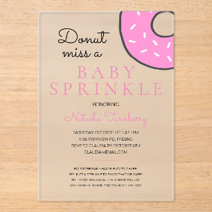 Invitations En Acrylique Baby shower de fille saupoudrée de beigne rose