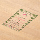 Invitations En Acrylique Baby shower de Flamant rose d'aquarelle Tropical P (Poser)