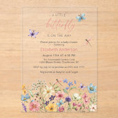 Invitations En Acrylique Baby shower de jardin papillon fleur sauvage (Recto)