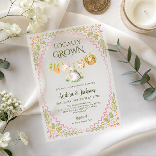 Invitations En Acrylique Baby Shower de la corde à linge de vêtements de lé