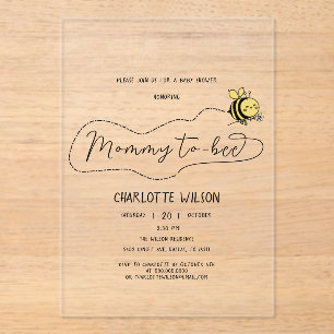 Invitations En Acrylique Baby shower de la petite abeille