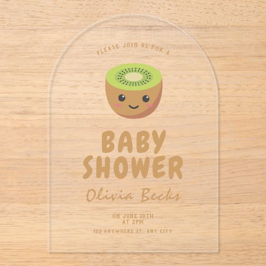 Invitations En Acrylique Baby shower de Little Cutie Kiwi (Recto)