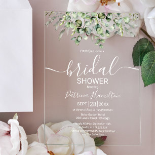 Invitations En Acrylique Baby Shower de Mariée Eucalyptus Verdure