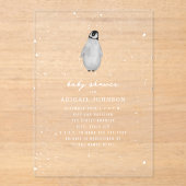 Invitations En Acrylique Baby shower de pingouin Hiver Neige Neutre (Recto)