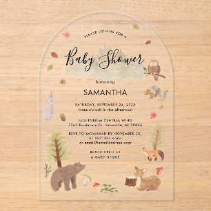 Invitations En Acrylique Baby shower de script pour animaux de bois