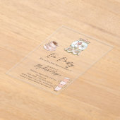Invitations En Acrylique Baby shower de Tea Party rose Gold Dots (Poser)