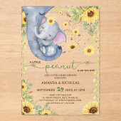 Invitations En Acrylique Baby shower de tournesol de cacahuètes (Recto)