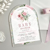 Invitations En Acrylique Baby shower d'Eucalyptus rose pâle