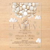 Invitations En Acrylique Baby shower d'hiver de l'ours (Recto)