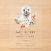 Invitations En Acrylique Baby shower d'hiver du phoque arctique (Recto)