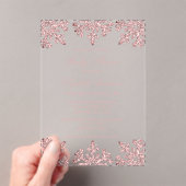 Invitations En Acrylique Baby shower d'hiver Pink Rose Gold Snowflake (In situ (ordinateur de poche))