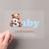 Invitations En Acrylique Baby shower d'ours bleu Teddy (In situ (ordinateur de poche))