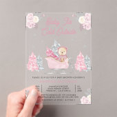 Invitations En Acrylique Baby shower d'ours en peluche rose (In situ (ordinateur de poche))