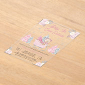 Invitations En Acrylique Baby shower d'ours en peluche rose (Poser)