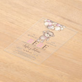 Invitations En Acrylique Baby shower d'ours rose acrylique fille espagnole (Poser)