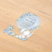 Invitations En Acrylique Baby shower éléphant bleu bleu doux à bulle (Poser)