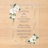 Invitations En Acrylique Baby shower espagnol Magnolia Gold (Recto)