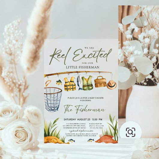 Invitations En Acrylique Baby shower Excité Reel Moderne