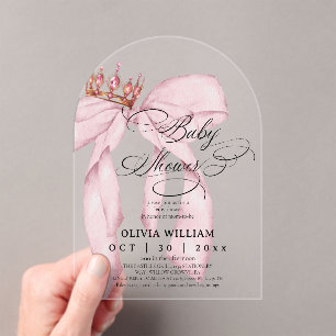 Invitations En Acrylique Baby Shower Fille Arc-en-Ciel Rose Tendance