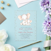 Invitations En Acrylique Baby shower fille Eléphant à l'aquarelle mignonne (Insitu (Mariage))