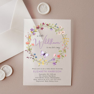 Invitations En Acrylique Baby Shower Fille Fleur Sauvage Aquarelle