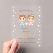Invitations En Acrylique Baby shower fille jumeaux transparent (In situ (ordinateur de poche))