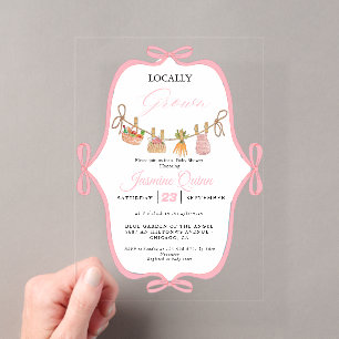Invitations En Acrylique Baby shower Fille née localement Baby sprinkle