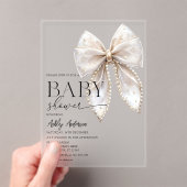 Invitations En Acrylique Baby shower fille Pearl Bow (In situ (ordinateur de poche))