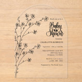Invitations En Acrylique Baby Shower Fleur Sauvage  (Recto)