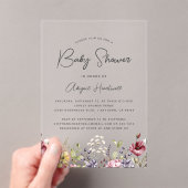 Invitations En Acrylique Baby shower Fleur sauvage aquarelle (In situ (ordinateur de poche))