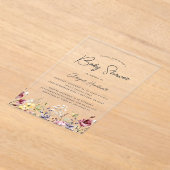 Invitations En Acrylique Baby shower Fleur sauvage aquarelle (Poser)