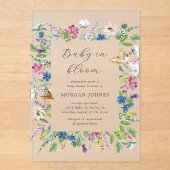 Invitations En Acrylique Baby shower Fleur sauvage Baby In Bloom (Recto)