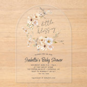 Invitations En Acrylique Baby shower fleur sauvage Little Blessing (Recto)