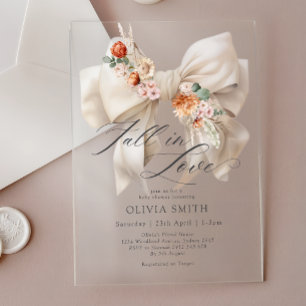 Invitations En Acrylique Baby Shower Floral à Ruban Blanc Tombez Amoureux