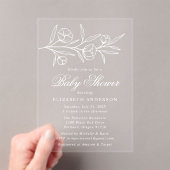 Invitations En Acrylique Baby shower floral blanc esquissé (In situ (ordinateur de poche))