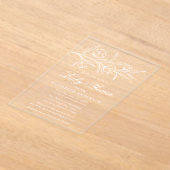 Invitations En Acrylique Baby shower floral blanc esquissé (Poser)