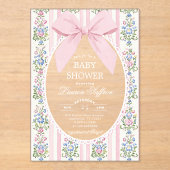 Invitations En Acrylique Baby shower floral Whimsical Rose Bow (Recto)