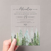 Invitations En Acrylique Baby shower forestier de pins d'aquarelle (In situ (ordinateur de poche))