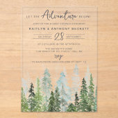 Invitations En Acrylique Baby shower forestier de pins d'aquarelle (Recto)