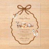 Invitations En Acrylique Baby shower forestier En vichy automne (Recto)