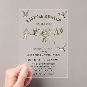 Invitations En Acrylique Baby Shower Garçon Chasseur 
