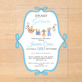 Invitations En Acrylique Baby shower garçon local saupoudrer bébé (Recto)