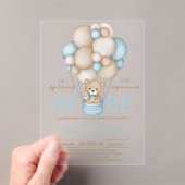 Invitations En Acrylique Baby shower Garçon Ours Acrilic (In situ (ordinateur de poche))