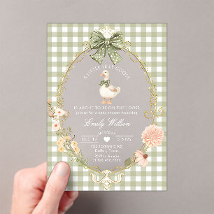 Invitations En Acrylique Baby Shower Gingham Vert de Silly Goose