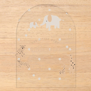 Invitations En Acrylique Baby Shower Illustratif Mignon Beige Pastel