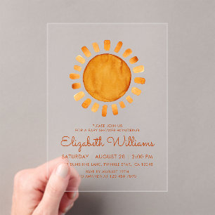 Invitations En Acrylique Baby Shower Jaune Aquarelle Fantaisiste