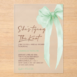 Invitations En Acrylique Baby Shower Mariage Ruban Vert